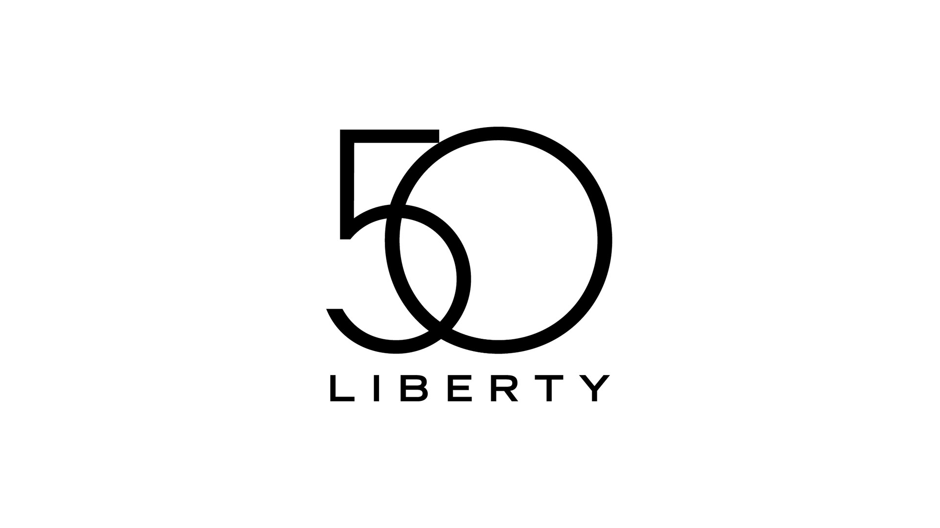 50 liberty black logo on white