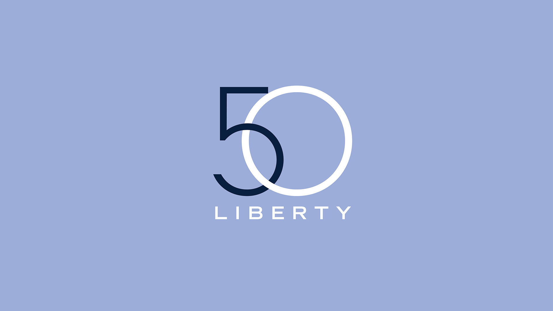 50 liberty logo on lavendar