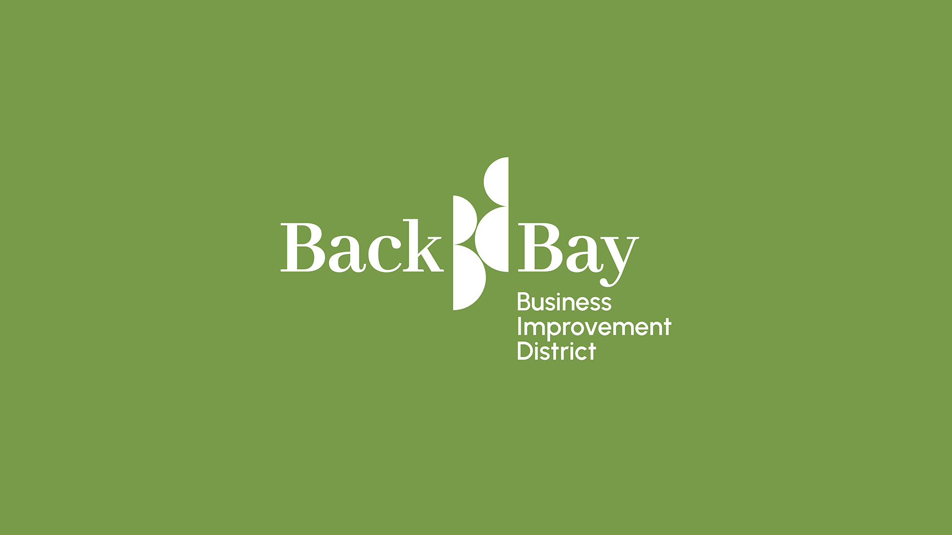 back bay business improvement district white logo on green