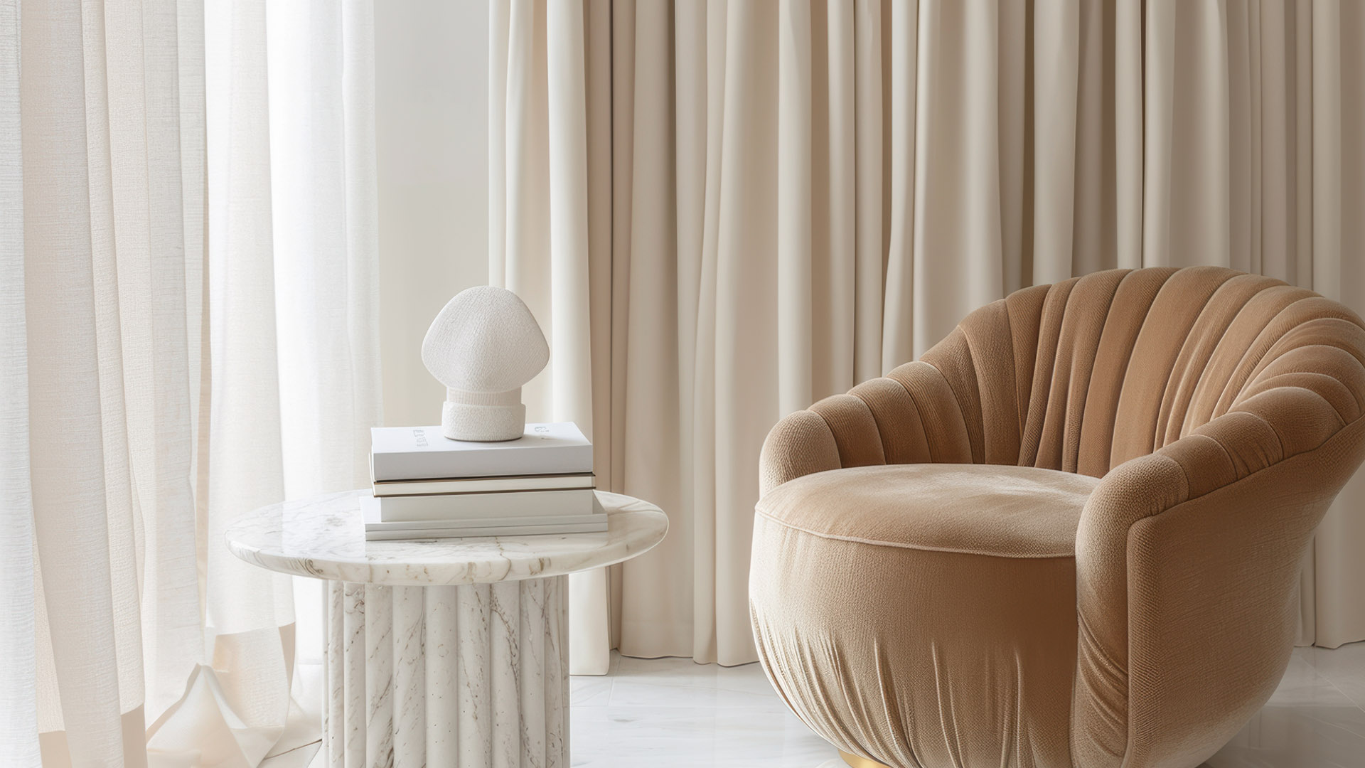 belclare wellesley interior with beige chair and beige drapes