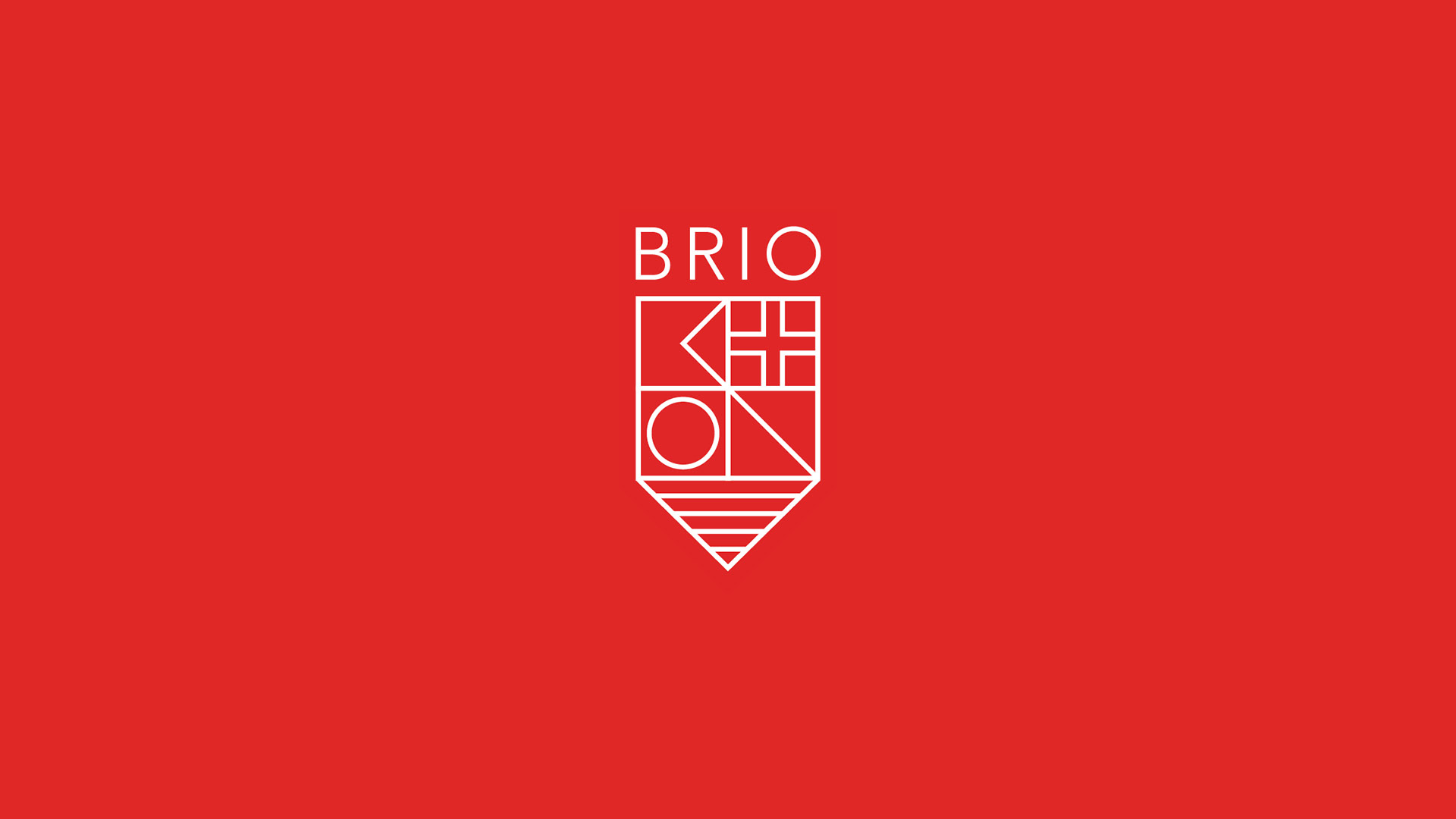 brio hingham white logo with name on red