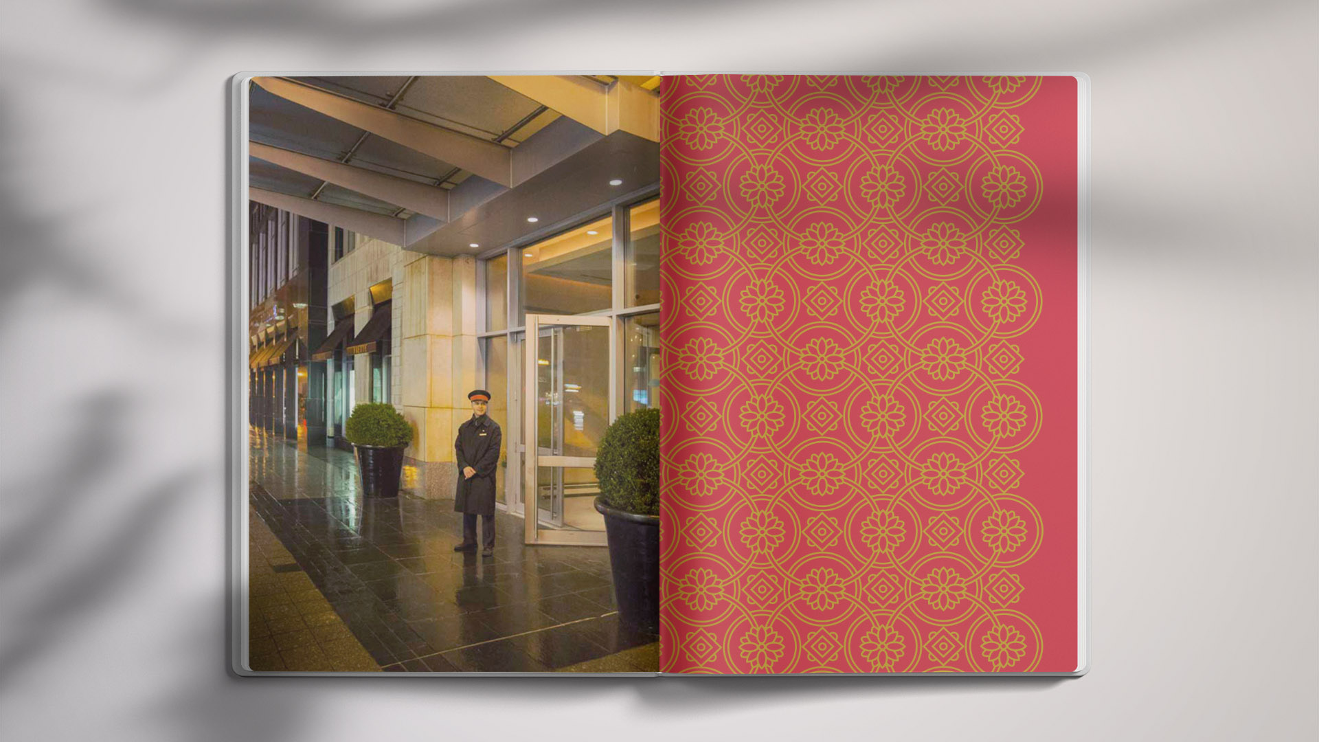 mandarin oriental residences brochure spread with entrance