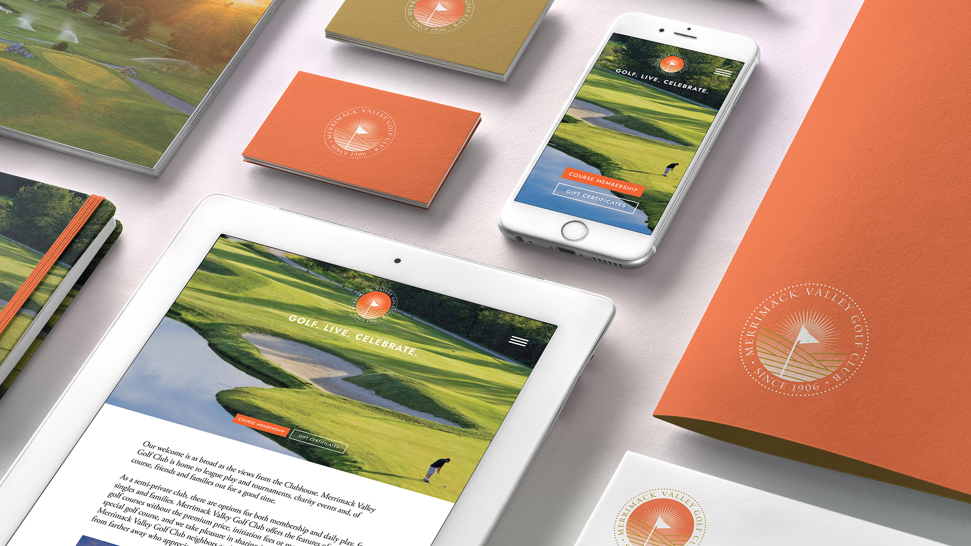 merrimack valley golf club ipad and iphone with folder branding by boston graphic design studio