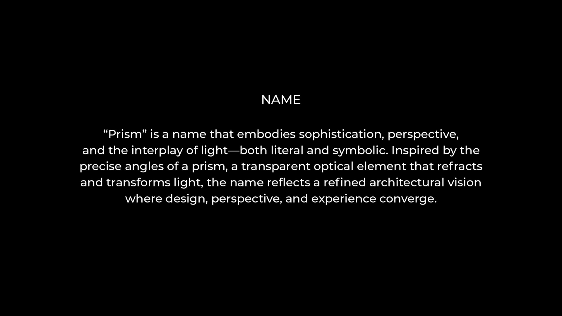 prism naming description on black