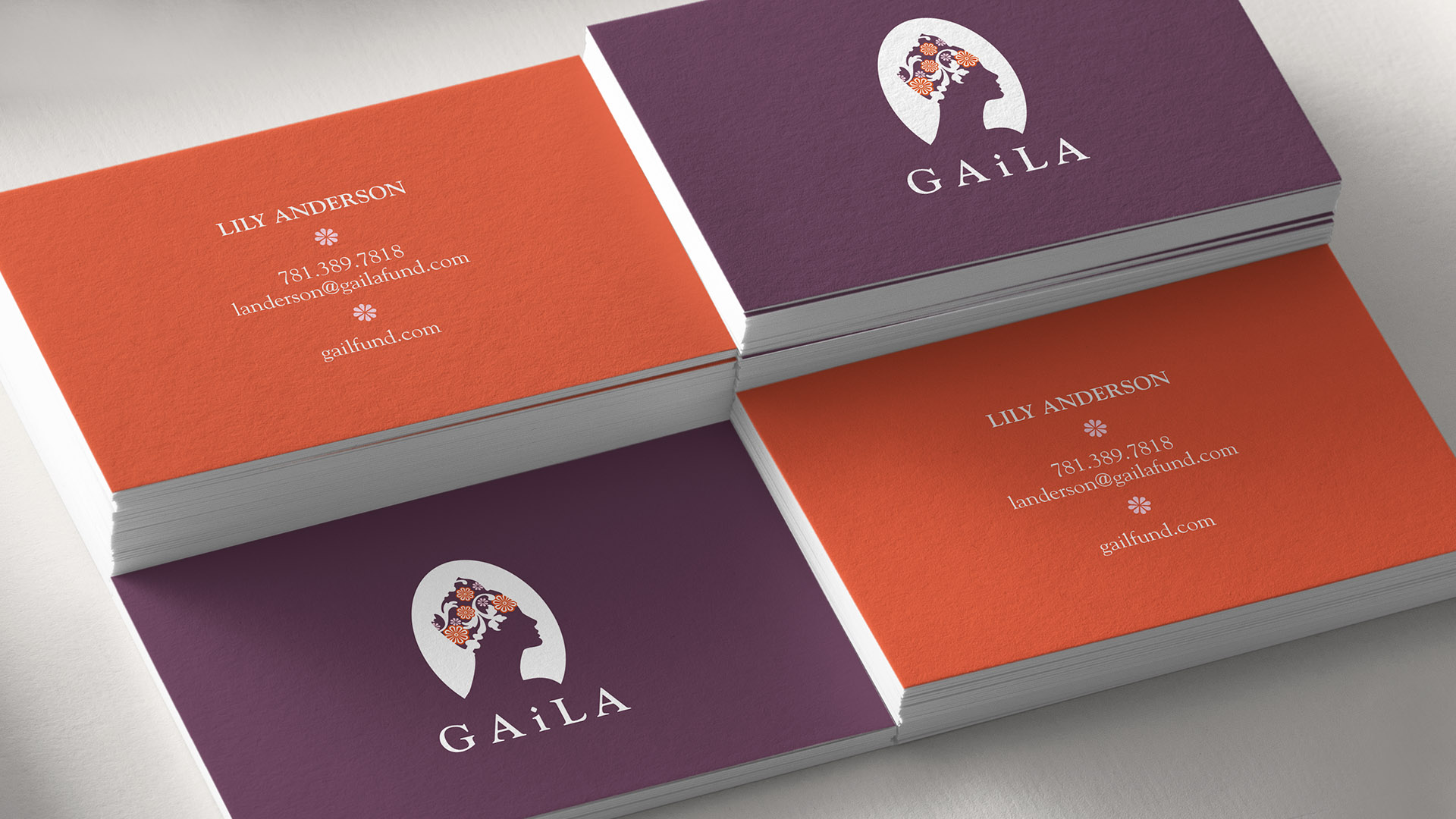 the gaila fund business cards stacked