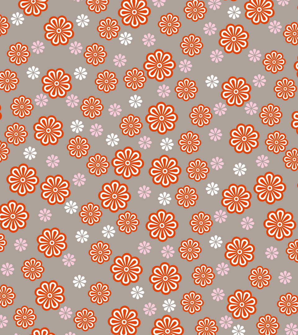the gaila fund orange and pink and white floral pattern on gray