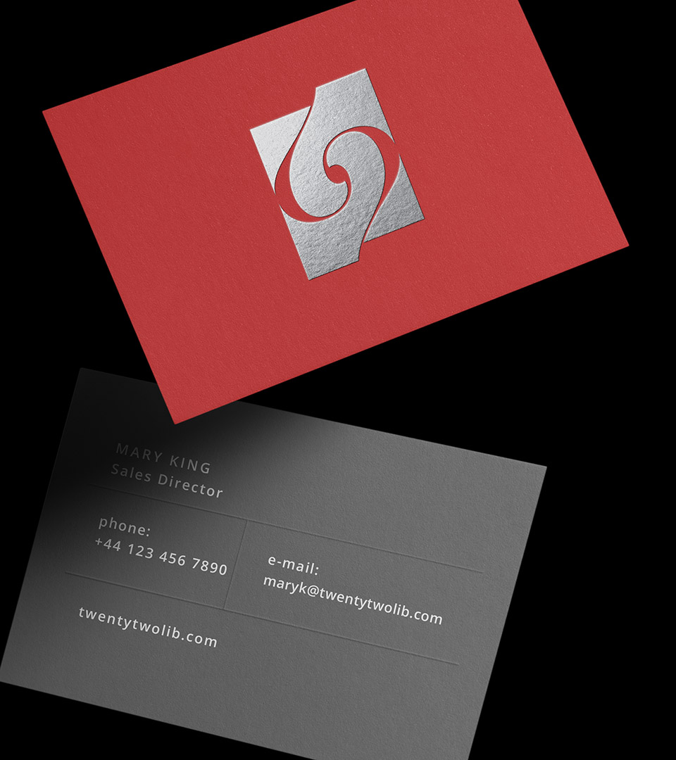 twenty two liberty red business card floating